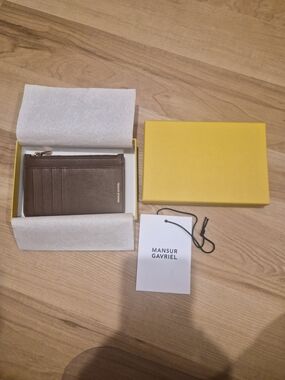 Mansur Gavriel Brown Leather Zip Card Holder